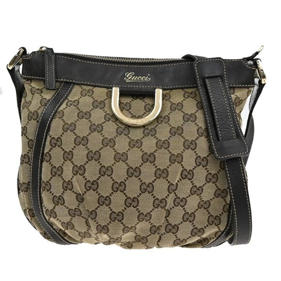GUCCI Abbey GG Logo Shoulder Bag Brown Canvas Leather GHW 388924 Italy 30YH383 - Picture 1 of 16